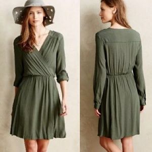Anthropologie Maeve Lene Olive Green Dress L